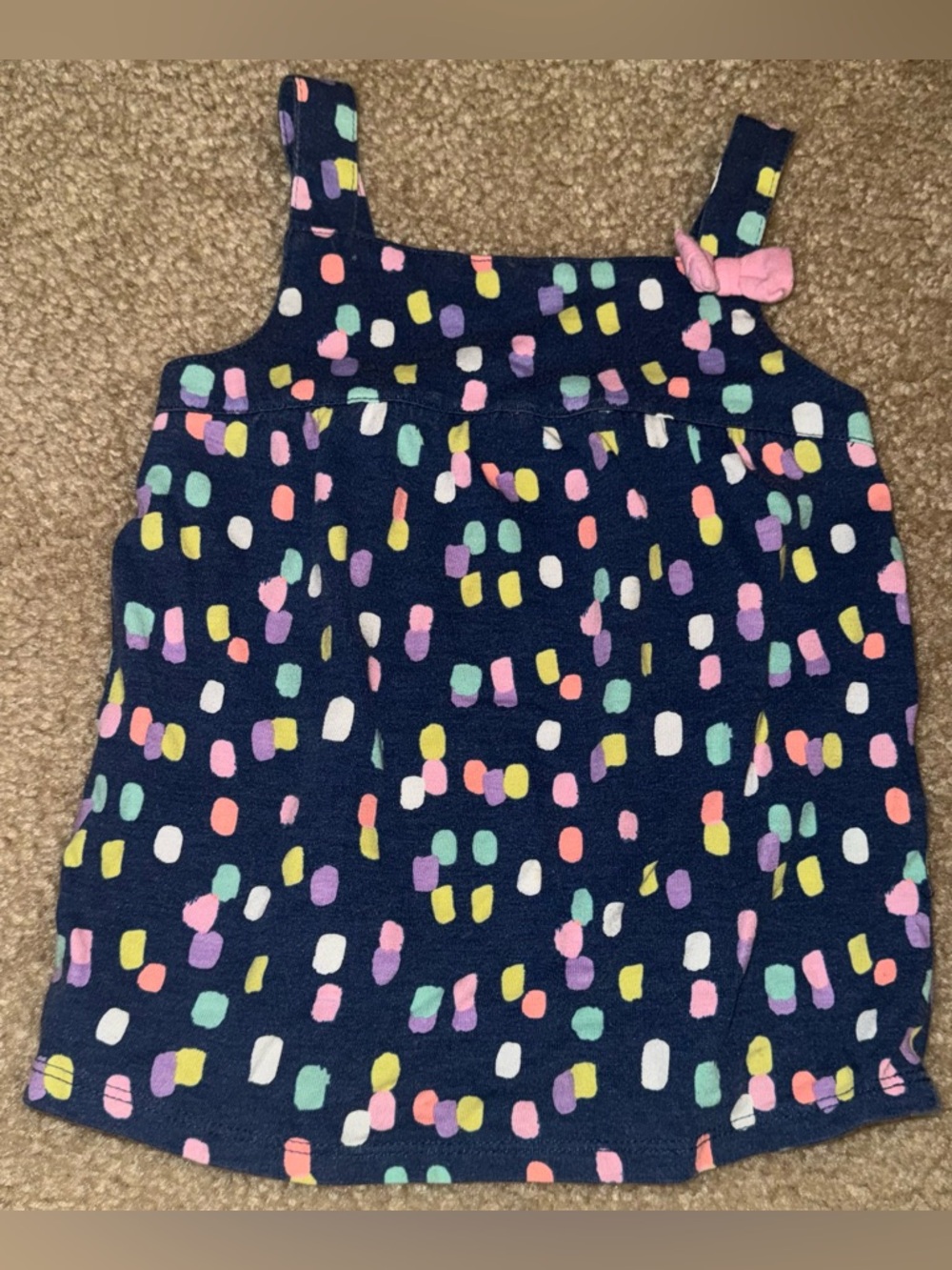 Girls Navy Multicolor Dot Tanktop